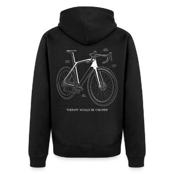 Rennrad Therapy Would Be Cheaper Spruch - Unisex Premium Bio Zip Hoodie - Schwarz - Hinten - Nico (187cm)