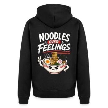 Anime Noodle Soup Japanese Ramen Motif - Unisex Premium Organic Zip Hoodie - black - Back - Nico (187cm)