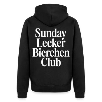 Sunday Lecker Bierchen Club - Unisex Premium Bio Zip Hoodie - Schwarz - Hinten - Nico (187cm)