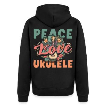 Peace Love Ukulélé Hippie Hawaii Music Music - Veste à capuche bio Premium Unisexe - noir - Dos - Nico (187cm)