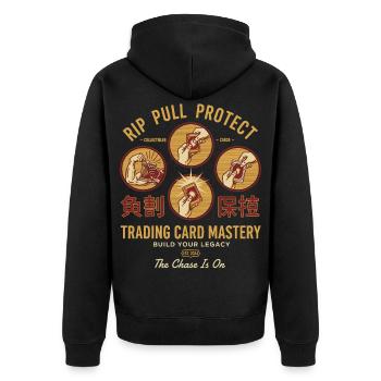Rip Pull Protect Trading Card Mastery Build Your - Unisex Premium Organic Zip Hoodie - black - Back - Nico (187cm)