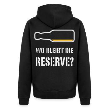 Wo Bleibt Die Reserve? (Bier / Bierchen / NEG 2C) - Unisex Premium Bio Zip Hoodie - Schwarz - Hinten - Nico (187cm)