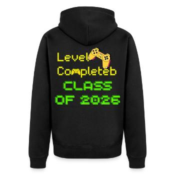 Level Completed Class Of 2026 Gamer Grad Gift - Unisex Premium Organic Zip Hoodie - black - Back - Nico (187cm)