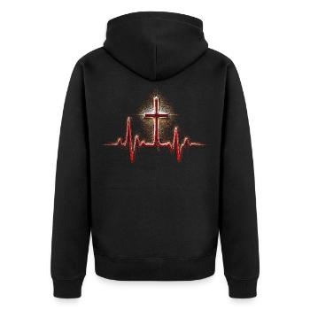 Kaplan Kleriker Pfarrer - Unisex Premium Bio Zip Hoodie - Schwarz - Hinten - Nico (187cm)