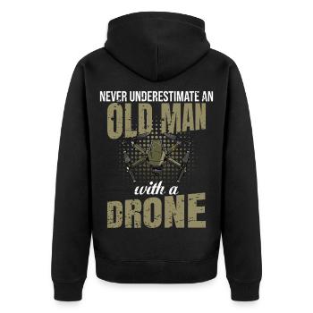 Drohne Drohnen Pilot Drone Quadrocopter Geschenk - Unisex Premium Bio Zip Hoodie - Schwarz - Hinten - Nico (187cm)