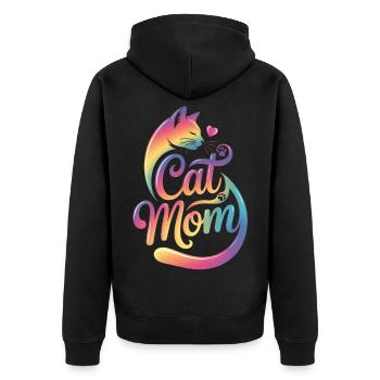 Maman chat, Maman chat, motif coloré de chat - Veste à capuche bio Premium Unisexe - noir - Dos - Nico (187cm)