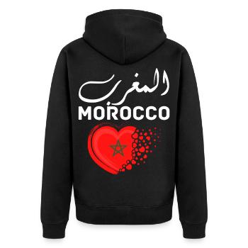 Marokko Grafik Lustig Marokko Nation Flagge Marokko - Unisex Premium Bio Zip Hoodie - Schwarz - Hinten - Nico (187cm)