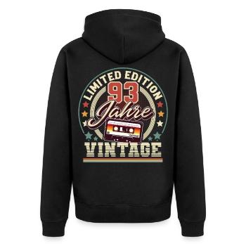 93. Geburtstag Vintage kassette - Unisex Premium Bio Zip Hoodie - Schwarz - Hinten - Nico (187cm)