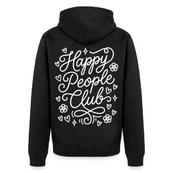 Happy People Club - Unisex Premium Organic Zip Hoodie - black - Back - Nico (187cm)