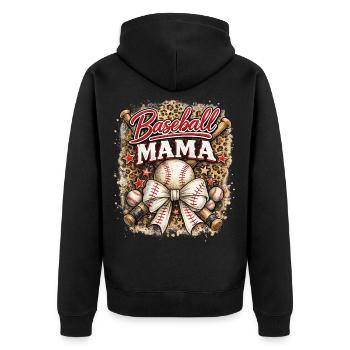 Baseball Mom Bow Leopard Mother's Day Sports - Unisex Premium Organic Zip Hoodie - black - Back - Nico (187cm)