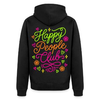 Happy People Club - Unisex Premium Organic Zip Hoodie - black - Back - Nico (187cm)