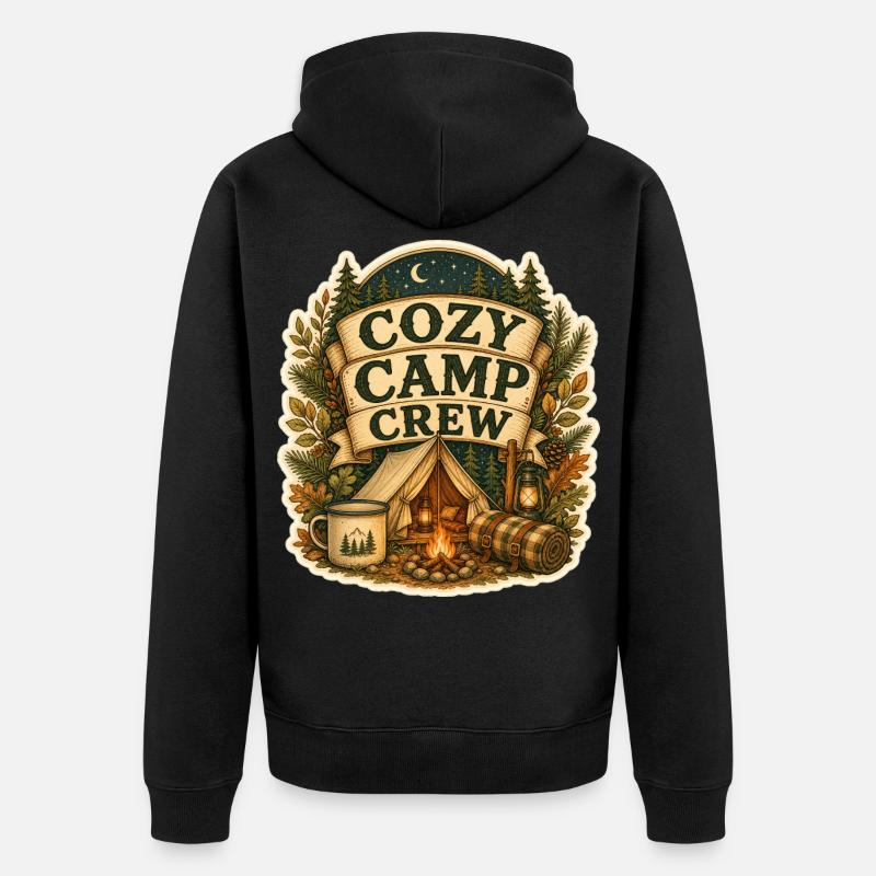 COZY CAMP CREW - Unisex Premium Bio Zip Hoodie - Schwarz