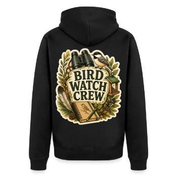 BIRD WATCH CREW Clouds - Unisex Premium Organic Zip Hoodie - black - Back - Nico (187cm)