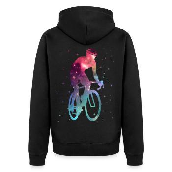 Fahrrad Rennradfahrer Weltraum Kinder Rennrad - Unisex Premium Bio Zip Hoodie - Schwarz - Hinten - Nico (187cm)