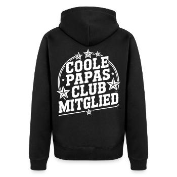 Coole Papas Club Mitglied - Unisex Premium Bio Zip Hoodie - Schwarz - Hinten - Nico (187cm)