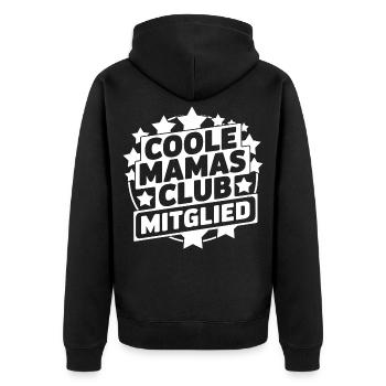 Cooler Mamas Club Mitglied - Unisex Premium Bio Zip Hoodie - Schwarz - Hinten - Nico (187cm)