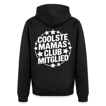Coolste Mamas Club Mitglied - Unisex Premium Bio Zip Hoodie - Schwarz - Hinten - Nico (187cm)