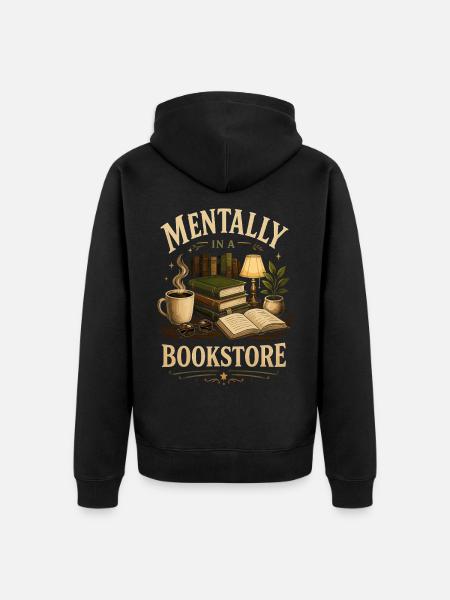Library Bookworm Fiction Fan Design - Unisex Premium Organic Zip Hoodie - black