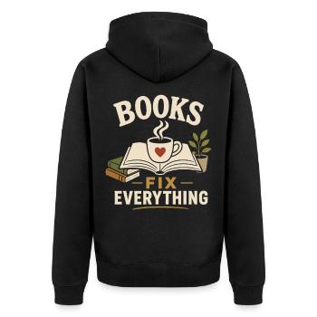 Reading is my favorite thing to do Design - Unisex Premium Organic Zip Hoodie - black - Back - Nico (187cm)