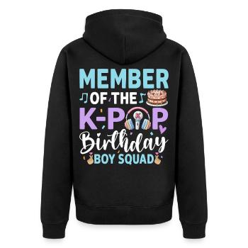 Member Of The K-Pop Birthday Boy Crew - Unisex Premium Bio Zip Hoodie - Schwarz - Hinten - Nico (187cm)