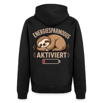 Faultier Energiesparmodus Aktiviert Shirt - Unisex Premium Bio Zip Hoodie - Schwarz - Hinten - Nico (187cm)