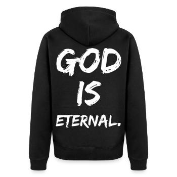 Dieu est éternel - Veste à capuche bio Premium Unisexe - noir - Dos - Nico (187cm)