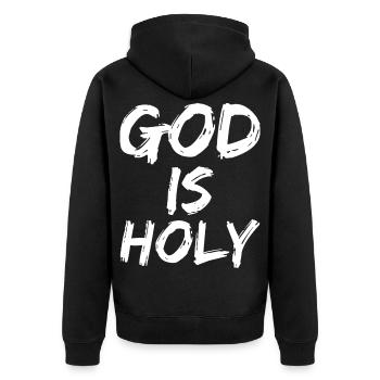 god is holy - Unisex Premium Organic Zip Hoodie - black - Back - Nico (187cm)