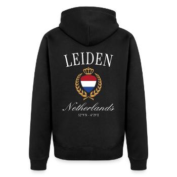 Couronne des armoiries de Leiden – Souvenir de voyage aux Pays-Bas - Veste à capuche bio Premium Unisexe - noir - Dos - Nico (187cm)