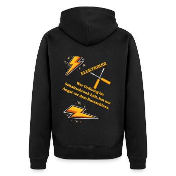 Elektriker T-Shirt Lustiges Geschenk Beruf Humor!! - Unisex Premium Bio Zip Hoodie - Schwarz - Hinten - Nico (187cm)