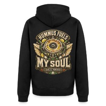Liban Le houmous libanais nourrit mon âme - Veste à capuche bio Premium Unisexe - noir - Dos - Nico (187cm)