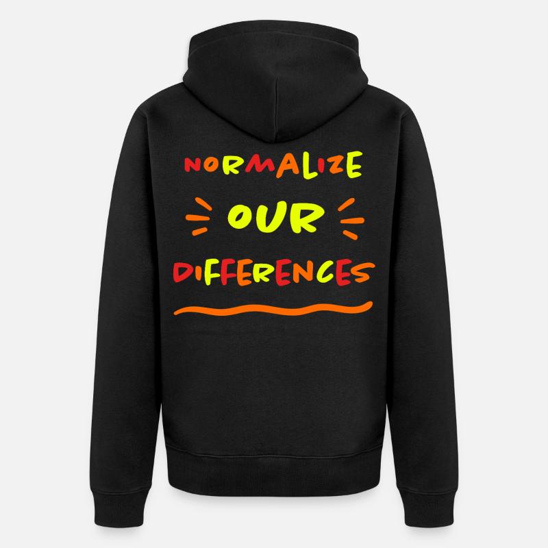 Normalize our Differences - Inclusion - neon - Unisex Premium Organic Zip Hoodie - black