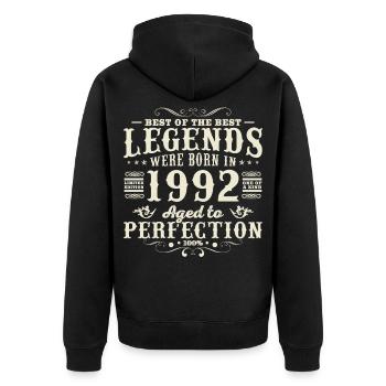 1992 Vintage 1992 Geburtstagsgeschenk - Unisex Premium Bio Zip Hoodie - Schwarz - Hinten - Nico (187cm)