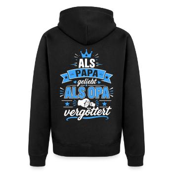 Papa liebt Opa - Familienliebe - Unisex Premium Bio Zip Hoodie - Schwarz - Hinten - Nico (187cm)