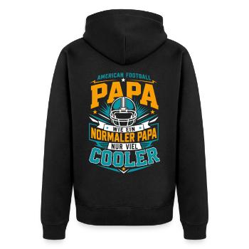 Papa wie ein normaler Papa, nur viel cooler - Unisex Premium Bio Zip Hoodie - Schwarz - Hinten - Nico (187cm)
