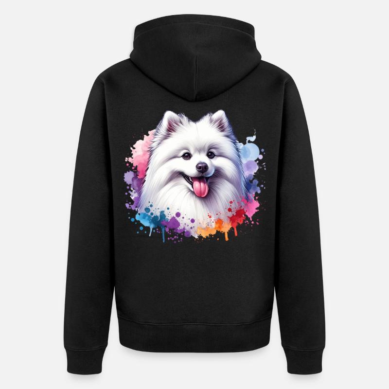 Motif spitz poméranien - Veste à capuche bio Premium Unisexe - noir
