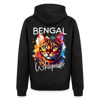 Bengalkatze Flüsterer - Unisex Premium Bio Zip Hoodie - Schwarz - Hinten - Nico (187cm)