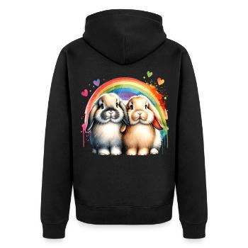 Dwarf Ram Rabbit Gift - Unisex Premium Organic Zip Hoodie - black - Back - Nico (187cm)