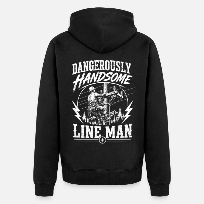 Lineman Elektriker Strom Technik Motiv - Unisex Premium Bio Zip Hoodie - Schwarz