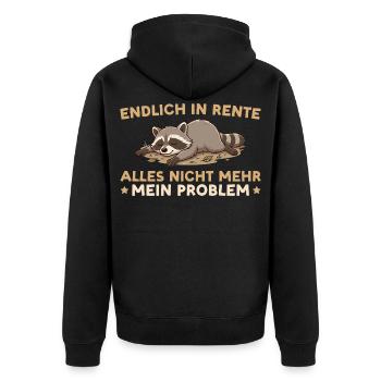 Rente Abschied Kollege Renteneintritt Waschbär - Unisex Premium Bio Zip Hoodie - Schwarz - Hinten - Nico (187cm)