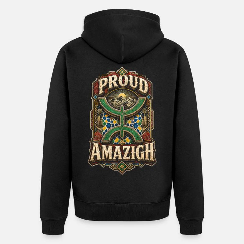 Maroc Marocain Fier Amazigh - Veste à capuche bio Premium Unisexe - noir
