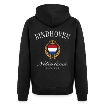 Eindhoven Wappen Krone Niederlande Reise Souvenir - Unisex Premium Bio Zip Hoodie - Schwarz - Hinten - Nico (187cm)