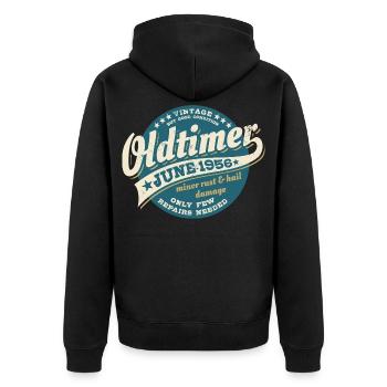 Oldtimer Juni 1956 | Geburtstag Geschenk - Unisex Premium Bio Zip Hoodie - Schwarz - Hinten - Nico (187cm)