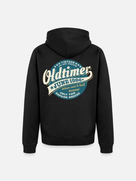 Oldtimer June 1986 | Birthday Gift - Unisex Premium Organic Zip Hoodie - black