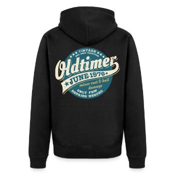 Oldtimer Juni 1976 | Geburtstag Geschenk - Unisex Premium Bio Zip Hoodie - Schwarz - Hinten - Nico (187cm)
