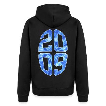 17 JAHRE ALT 2009 17. GEBURTSTAG - Unisex Premium Bio Zip Hoodie - Schwarz - Hinten - Nico (187cm)