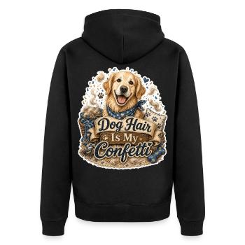 Dog Hair Is My Confetti Hund - Unisex Premium Bio Zip Hoodie - Schwarz - Hinten - Nico (187cm)