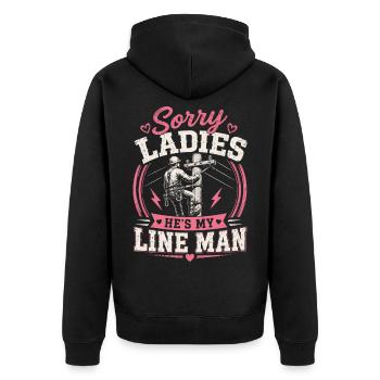 Épouse d’un professionnel de la ligne électrique - Veste à capuche bio Premium Unisexe - noir - Dos - Nico (187cm)