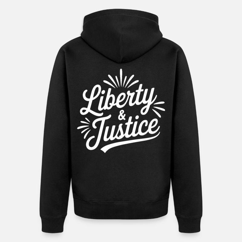 Freedom & Justice Script - Unisex Premium Organic Zip Hoodie - black