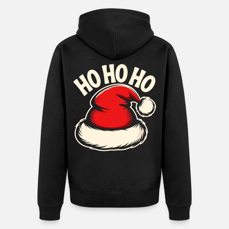 Ho Ho Ho Santa Hat - Unisex Premium Bio Zip Hoodie - Schwarz