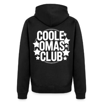 Coole Omas Club - Unisex Premium Bio Zip Hoodie - Schwarz - Hinten - Nico (187cm)